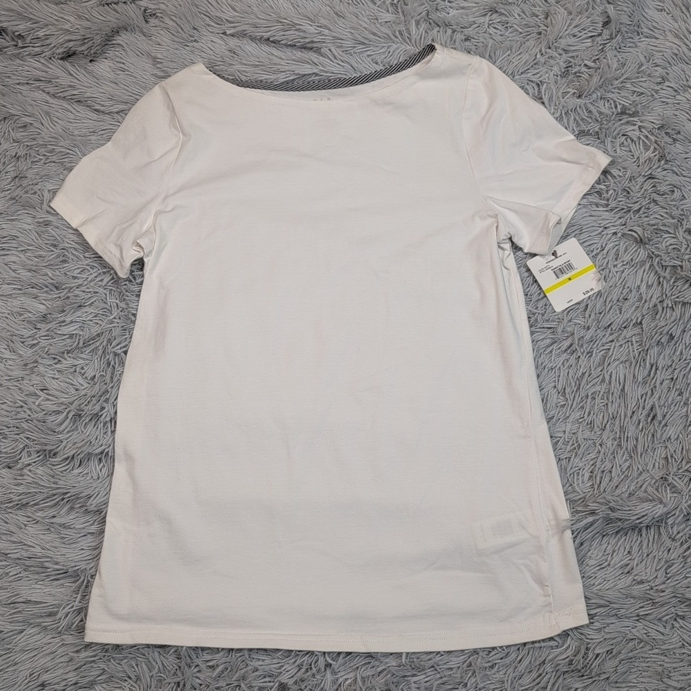 Rafaella Sport Shirt Womens‎ M White Tee Top Comfort Casual Stretch Preppy New